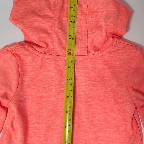Adidas Heathered Neon Coral Orange Long Sleeve Ruffle Hem Hoodie Tunic 9mo - Picture 8 of 9